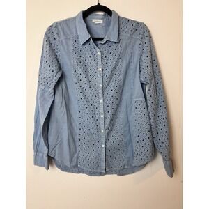Sundance Sky Blue Eyelet Medium Collected‎ Memories Button Front Shirt